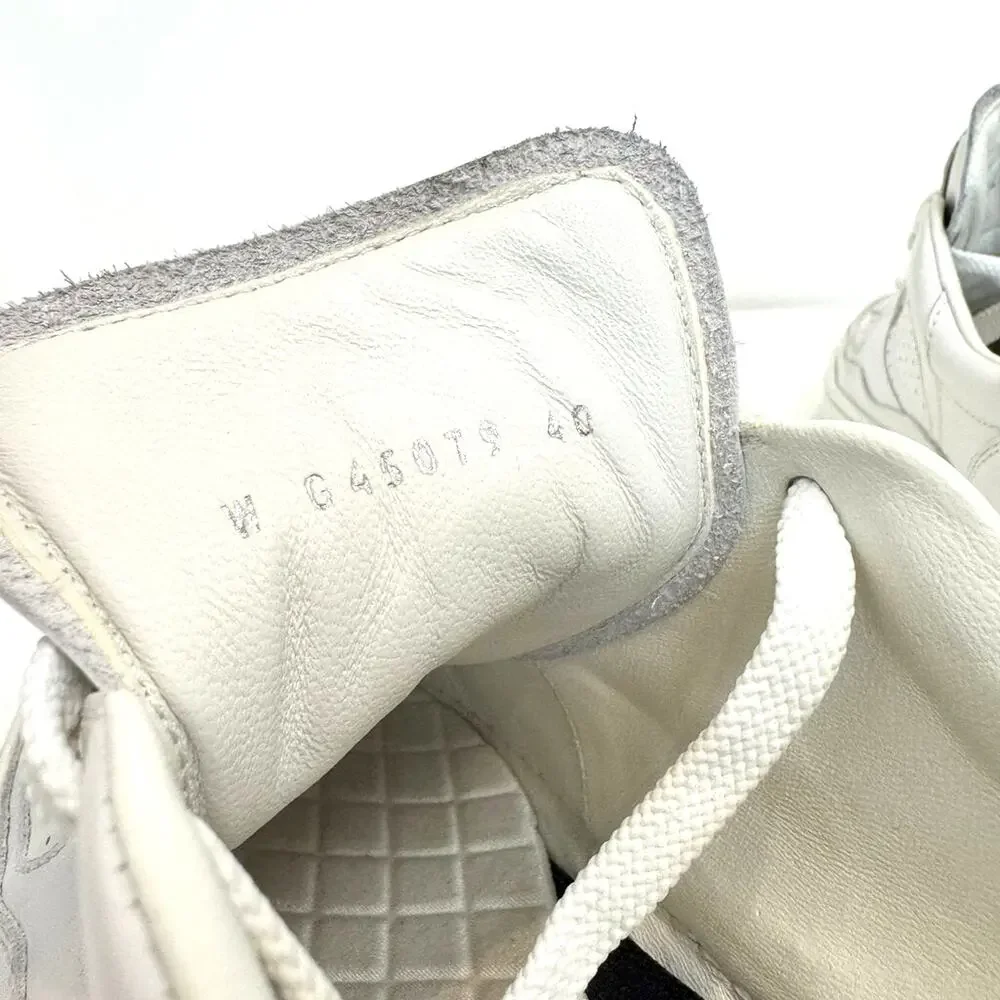 CHANEL 23A White Calfskin Leather CC Logo Sneakers 40 Lace Up Shoes